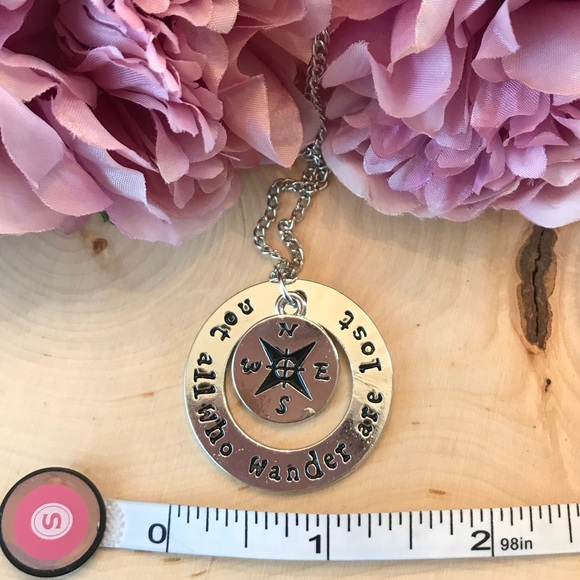 ”Not All Who Wander Are Lost" Compass Necklace - Picture 4 of 4